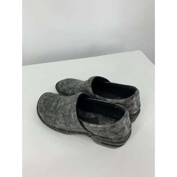 BOC Womens Peggy Clogs Shoes Gray Croc Emboss C45728 Slip On 9 M 2952 - Picture 7 of 11